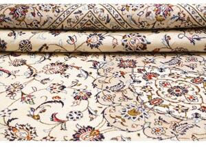 Tappeto Kashan Medaglione Floreale Avorio Blu Scuro 246x354 Cm