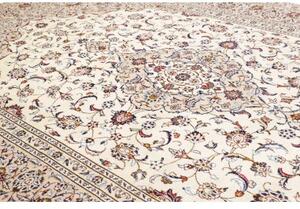 Tappeto Kashan Medaglione Floreale Avorio Blu Scuro 246x354 Cm