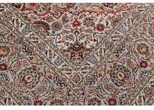 Tappeto Kashan Medaglione Floreale Avorio Rosso Carminio 302x418 Cm