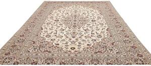 Tappeto Kashan Medaglione Floreale Avorio Blu Scuro 246x354 Cm