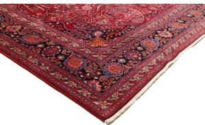 Tappeto Mashad Medaglione Floreale Rosso Blu Scuro 303x400 Cm