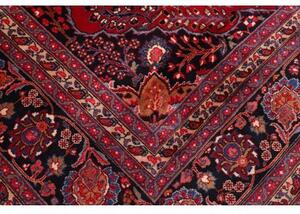 Tappeto Mashad Medaglione Floreale Rosso Blu Scuro 303x400 Cm