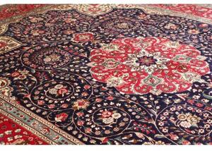 Tappeto Tabriz Medaglione Floreale Rosso Blu Scuro 304x394 Cm