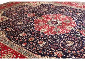 Tappeto Tabriz Medaglione Floreale Rosso Blu Scuro 304x394 Cm