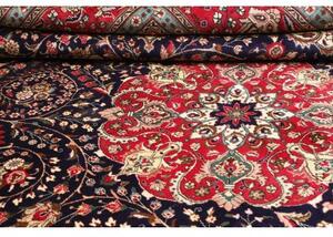Tappeto Tabriz Medaglione Floreale Rosso Blu Scuro 304x394 Cm