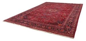 Tappeto Mashad Medaglione Floreale Rosso Blu Scuro 303x400 Cm