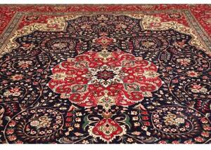 Tappeto Tabriz Medaglione Floreale Rosso Blu Scuro 304x394 Cm