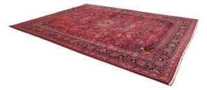 Tappeto Mashad Medaglione Floreale Rosso Blu Scuro 303x400 Cm