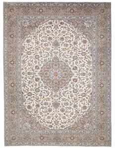 Tappeto Kashan Medaglione Floreale Avorio Grigio Tortora 300x405 Cm