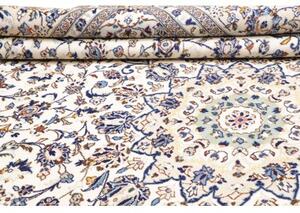 Tappeto Kashan Medaglione Floreale Avorio Blu 295x400 Cm