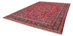 Tappeto Mashad Medaglione Floreale Rosso Blu Scuro 290x375 Cm
