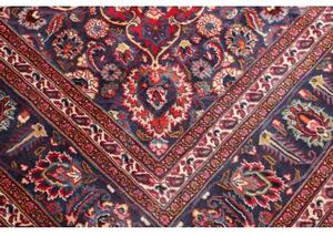 Tappeto Mashad Medaglione Floreale Rosso Blu Scuro 290x375 Cm