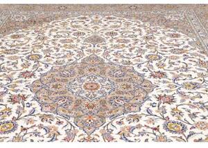 Tappeto Kashan Medaglione Floreale Avorio Grigio Tortora 300x405 Cm