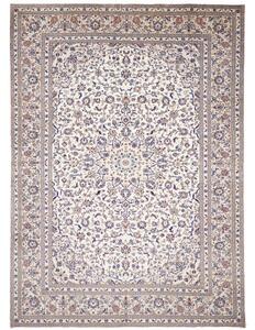 Tappeto Kashan Medaglione Floreale Avorio Blu 295x400 Cm