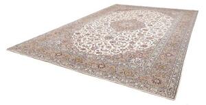 Tappeto Kashan Medaglione Floreale Avorio Grigio Tortora 300x405 Cm