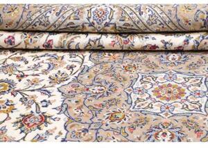 Tappeto Kashan Medaglione Floreale Avorio Grigio Tortora 300x405 Cm