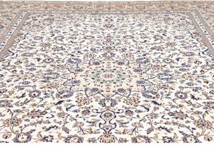 Tappeto Kashan Medaglione Floreale Avorio Blu 295x400 Cm