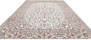 Tappeto Kashan Medaglione Floreale Avorio Blu 295x400 Cm