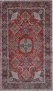 Tappeto Nadjafabad Stilizzato Rosso Blu Scuro 294x515 Cm