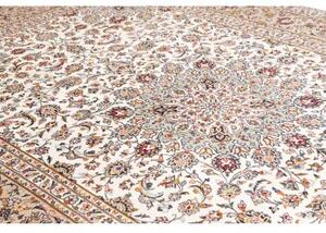 Tappeto Kashan Medaglione Floreale Avorio Grigio 242x360 Cm