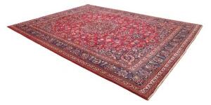 Tappeto Mashad Medaglione Floreale Rosso Blu Scuro 290x375 Cm