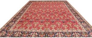 Tappeto Tabriz Floreale Rosso Blu Scuro 303x385 Cm