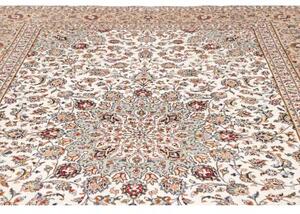 Tappeto Kashan Medaglione Floreale Avorio Grigio 242x360 Cm