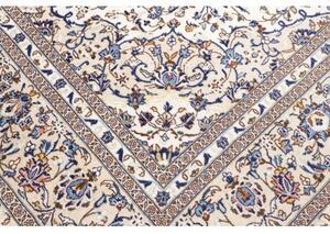 Tappeto Kashan Medaglione Floreale Avorio Blu 295x400 Cm