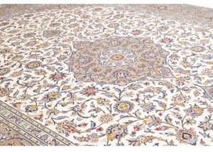 Tappeto Kashan Medaglione Floreale Avorio Grigio Tortora 300x405 Cm