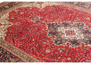 Tappeto Tabriz Medaglione Floreale Rosso Blu Scuro 203x298 Cm