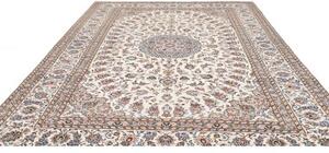 Tappeto Kashan Medaglione Floreale Avorio Blu 288x404 Cm