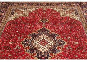 Tappeto Tabriz Medaglione Floreale Rosso Blu Scuro 203x298 Cm