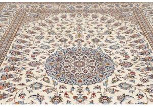 Tappeto Kashan Medaglione Floreale Avorio Blu 288x404 Cm