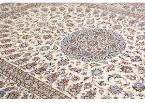 Tappeto Kashan Medaglione Floreale Avorio Blu 288x404 Cm