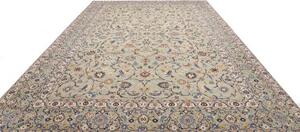 Tappeto Kashan Floreale Verde Salvia Blu Cobalto 277x390 Cm