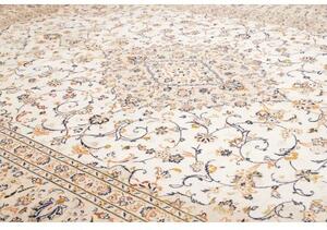 Tappeto Kashan Medaglione Floreale Avorio Blu Scuro 290x410 Cm