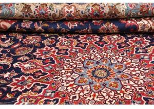 Tappeto Kashan Medaglione Floreale Blu Scuro Beige 290x393 Cm