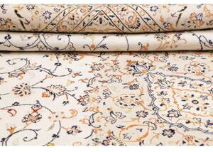 Tappeto Kashan Medaglione Floreale Avorio Blu Scuro 290x410 Cm