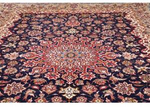 Tappeto Kashan Medaglione Floreale Blu Scuro Beige 290x393 Cm