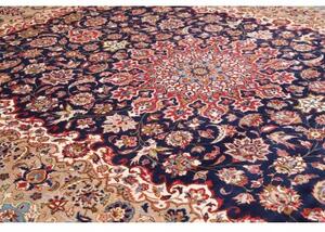 Tappeto Kashan Medaglione Floreale Blu Scuro Beige 290x393 Cm