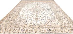 Tappeto Kashan Medaglione Floreale Avorio Blu Scuro 290x410 Cm