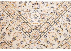 Tappeto Kashan Medaglione Floreale Avorio Blu Scuro 290x410 Cm