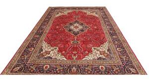 Tappeto Tabriz Medaglione Floreale Rosso Blu Scuro 203x298 Cm