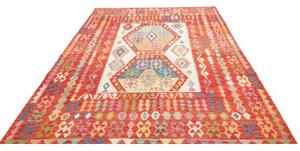 Tappeto Kilim Geometrico Rosso Ruggine Avorio 211x290 Cm