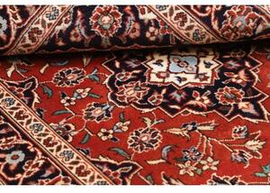 Tappeto Kashan Fine Medaglione Floreale Rosso Mattone Blu Scuro 100x148 Cm