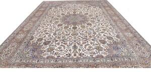 Tappeto Kashan Medaglione Floreale Avorio Tortora 300x390 Cm