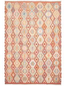 Tappeto Kilim Geometrico Rosso Multicolore 202x298 Cm