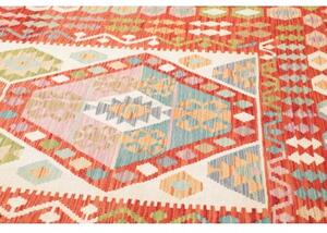 Tappeto Kilim Geometrico Rosso Mattone Avorio 210x301 Cm