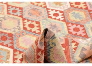 Tappeto Kilim Geometrico Rosso Multicolore 202x298 Cm