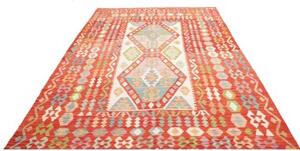 Tappeto Kilim Geometrico Rosso Mattone Avorio 210x301 Cm